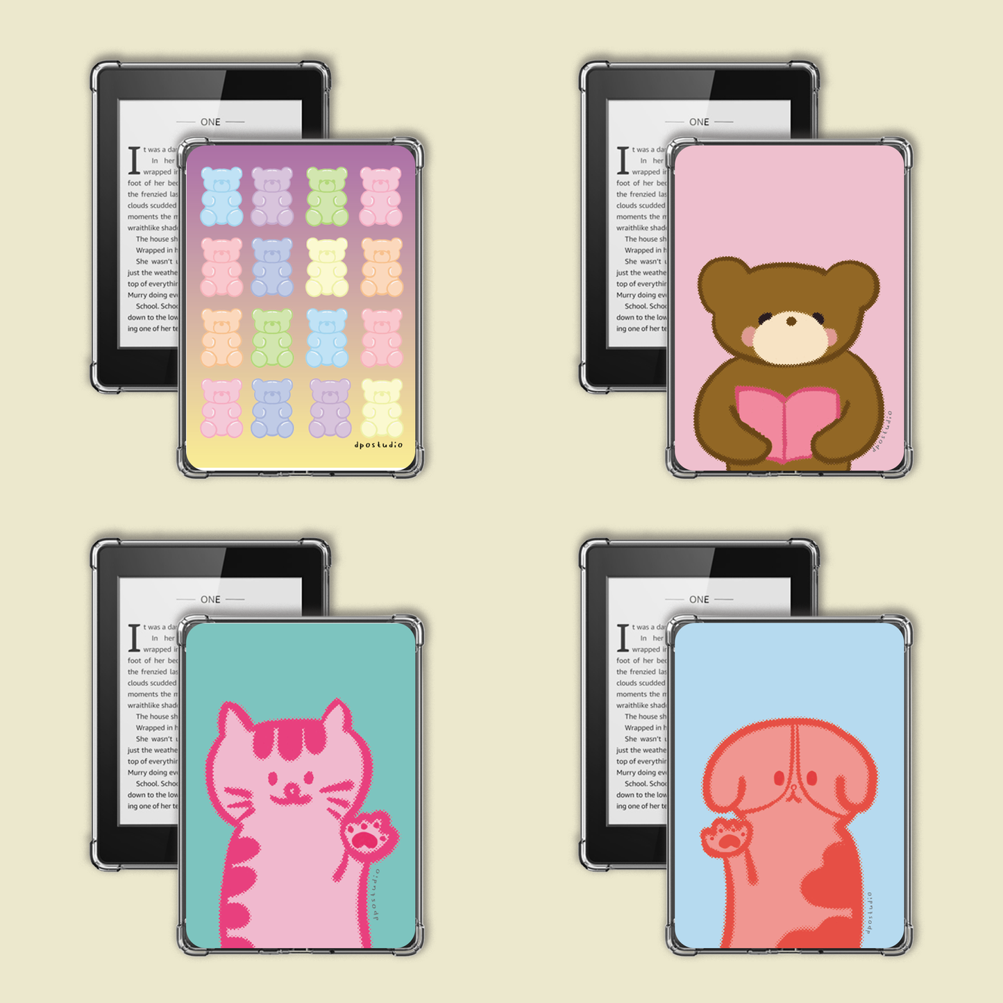 Clear Case Insert | Cute Animals | Kindle Compatible