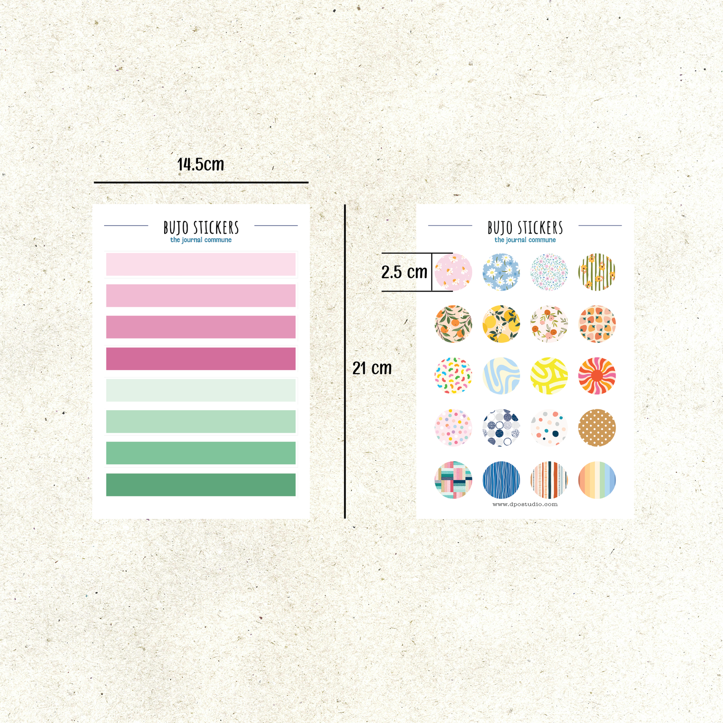 BUJO Sticker Sheets – Washi Strips & Circle Stickers