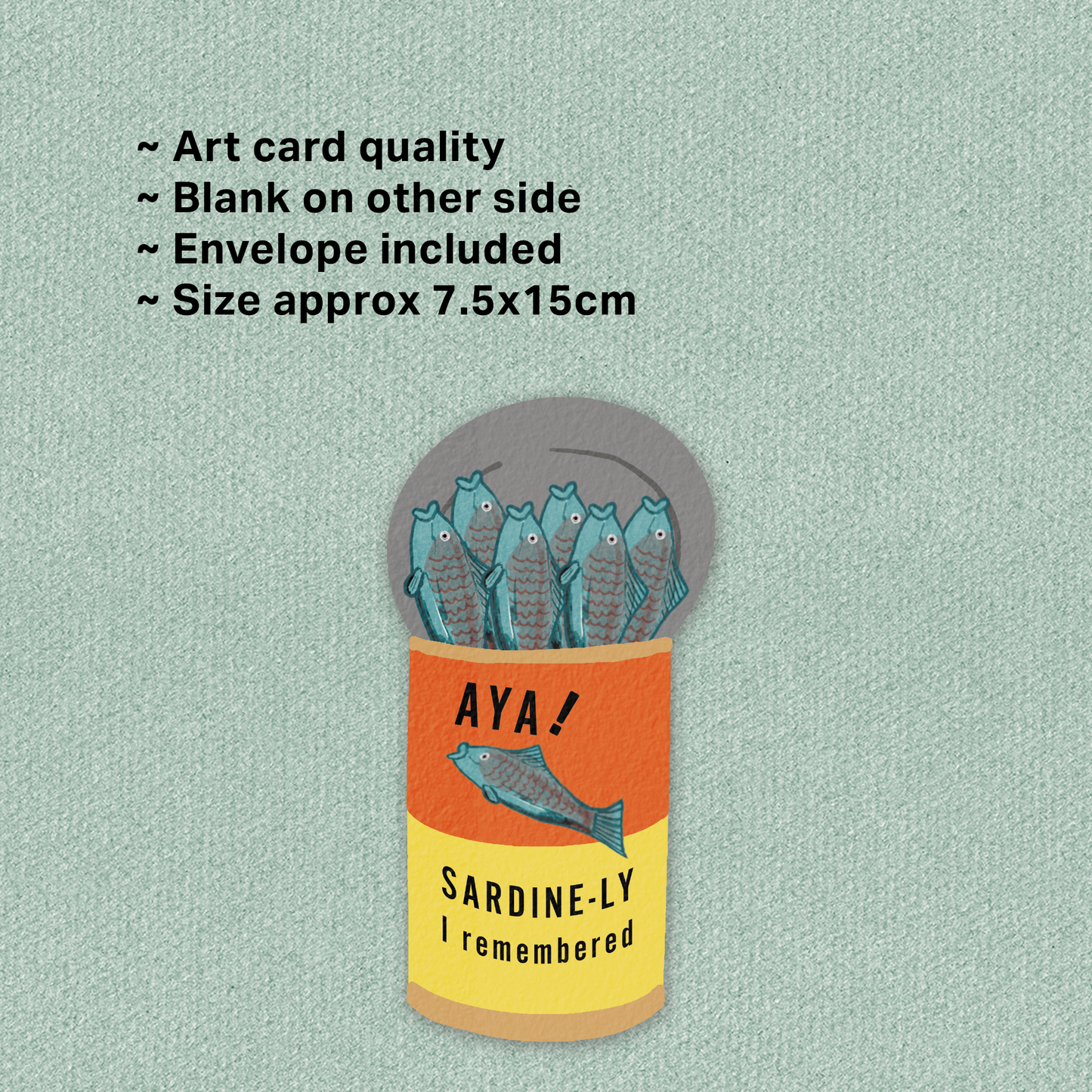 Greeting Card Die Cut | Sardine Can Cute Food Pun Card