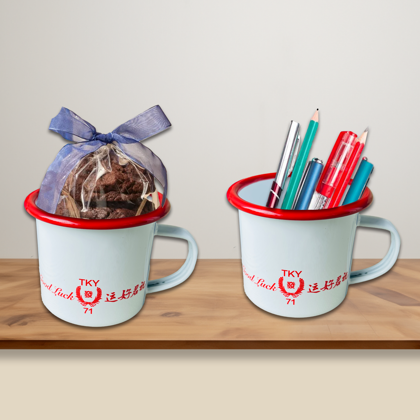 "Good Luck or Good Morning" Customise Enamel Mug