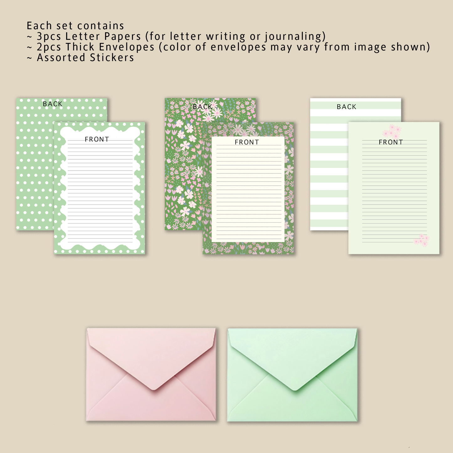 Letter & Journal Paper Set | Floral Stripes & Polka Dots