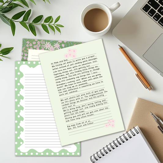Letter Writing Set | Journaling Papers | Florals Stripes Polka Dots Set