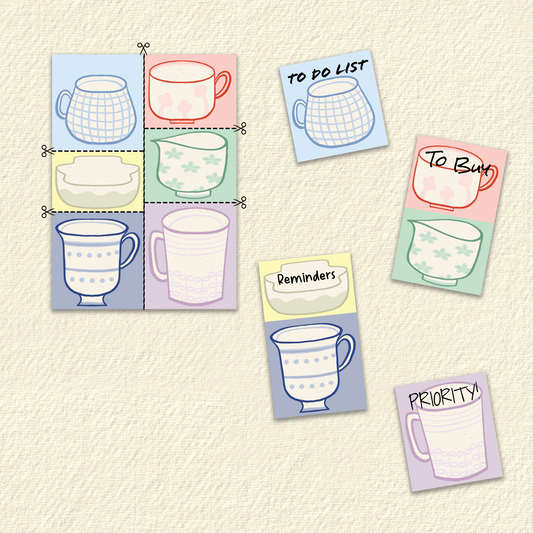 A5 Trimmable Loose Note Papers | Cups & Veggie | Journal & Memo Slips