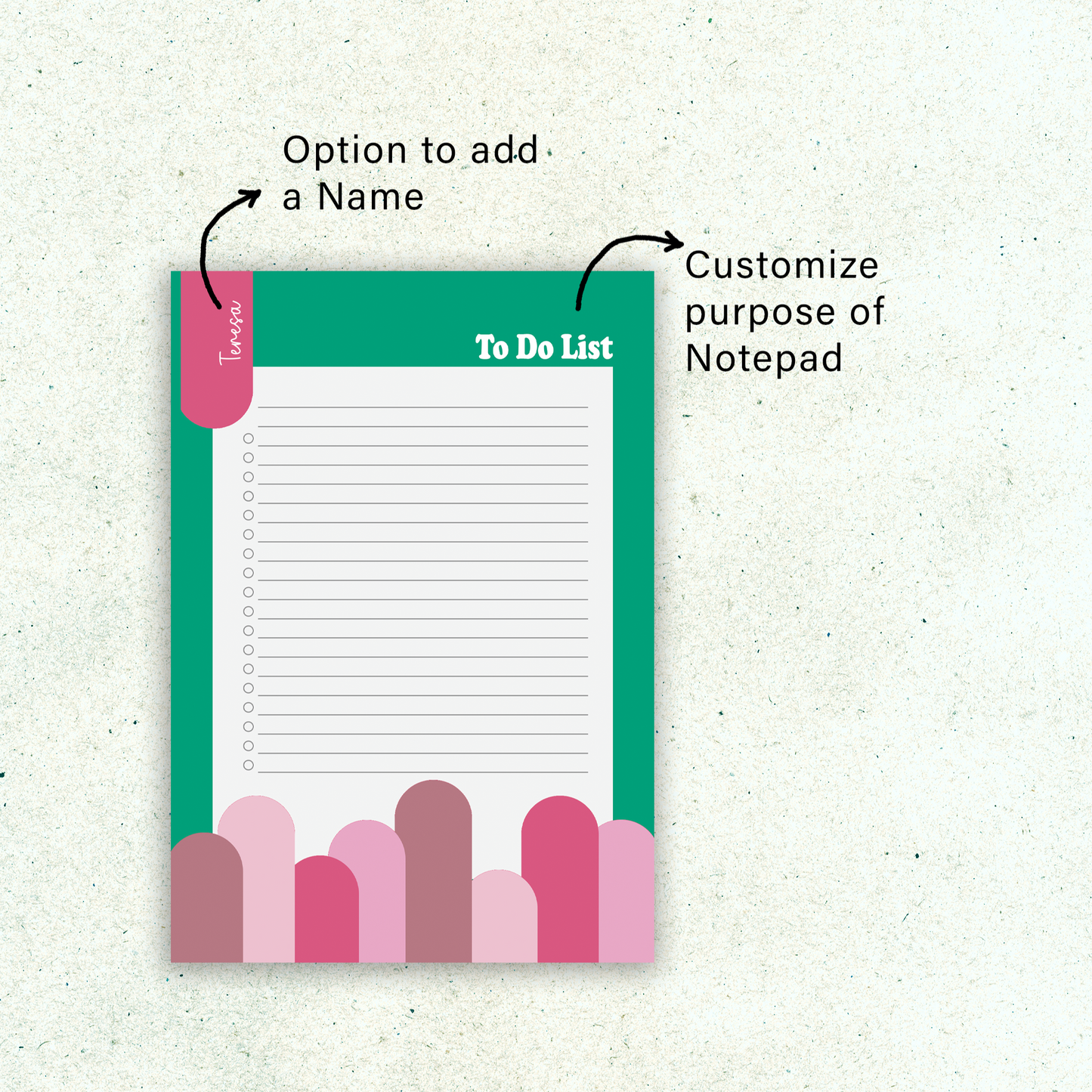 Pink Green A5 Customise Notepad