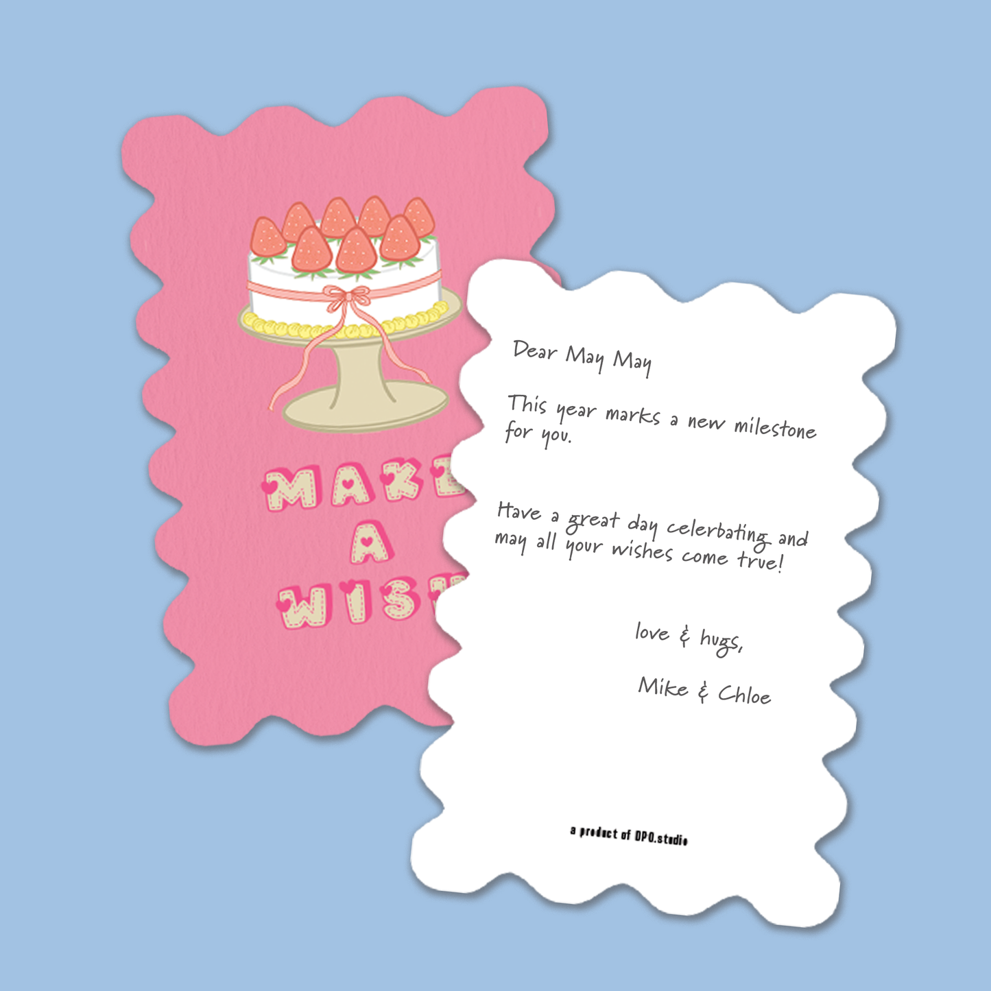 Greeting Card Die Cut | Make a Wish Cute Birthday Card