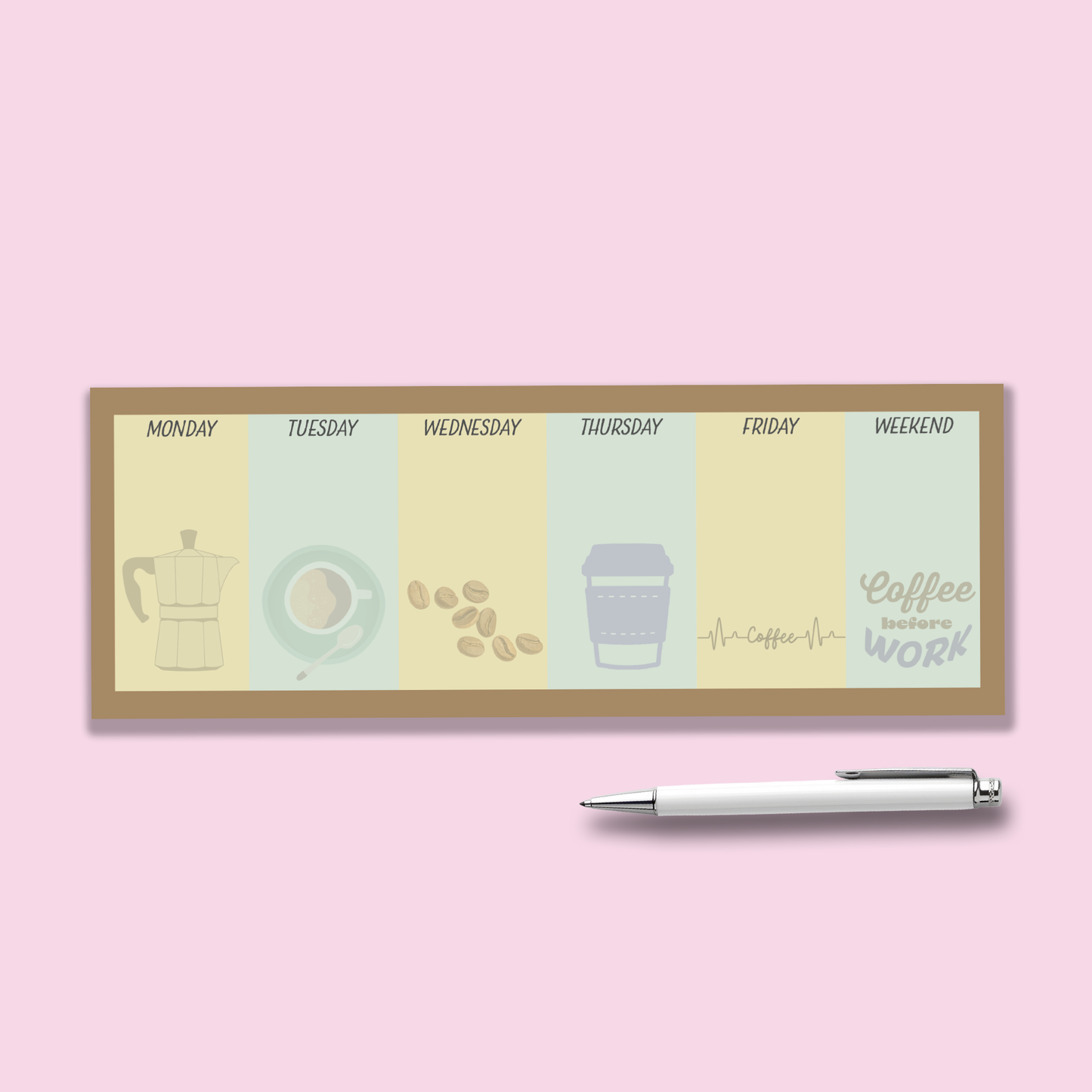 Notepad Weekly Planner | Keyboard Size Coffee Theme