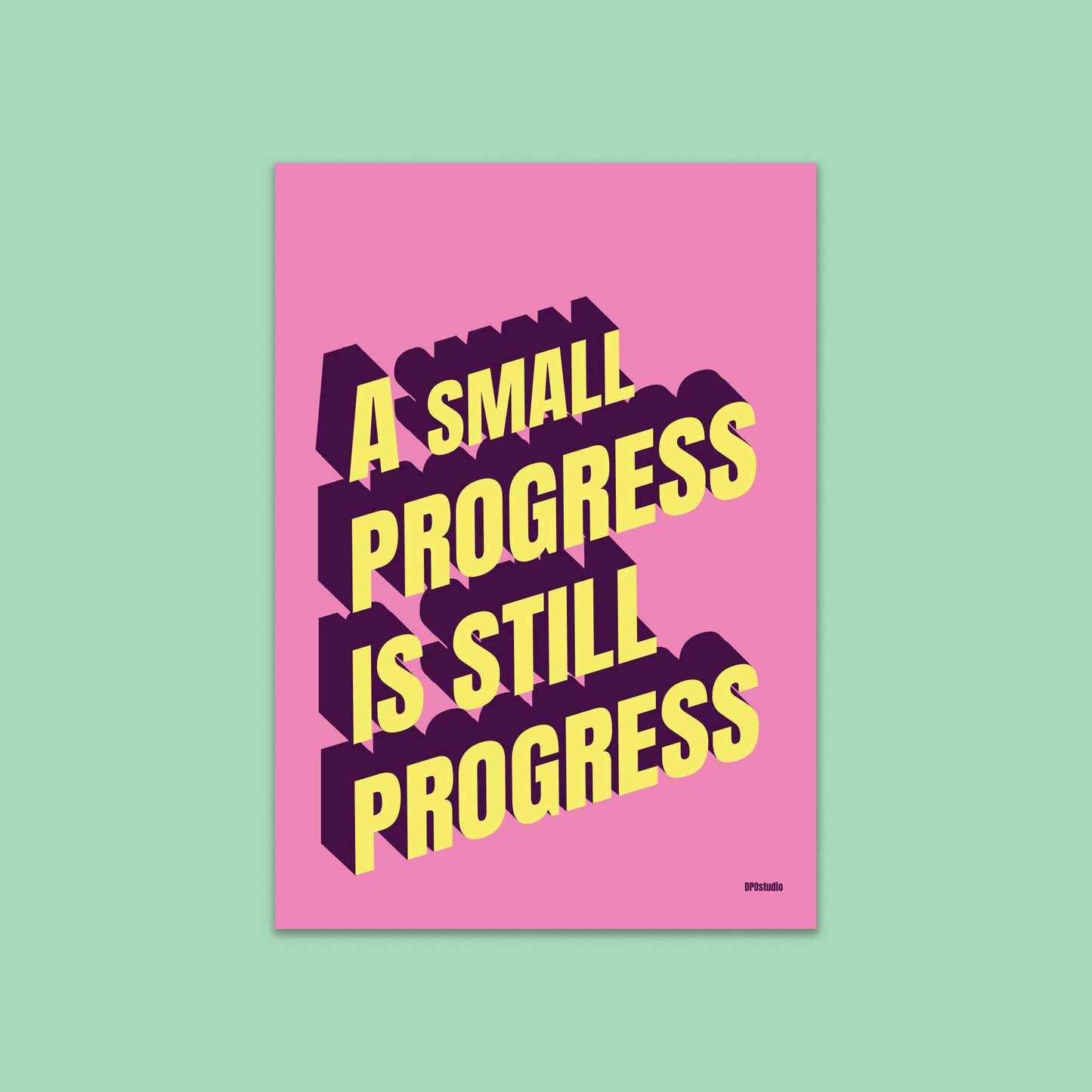 Art Print | A Small Progress Motivational Typographic Poster