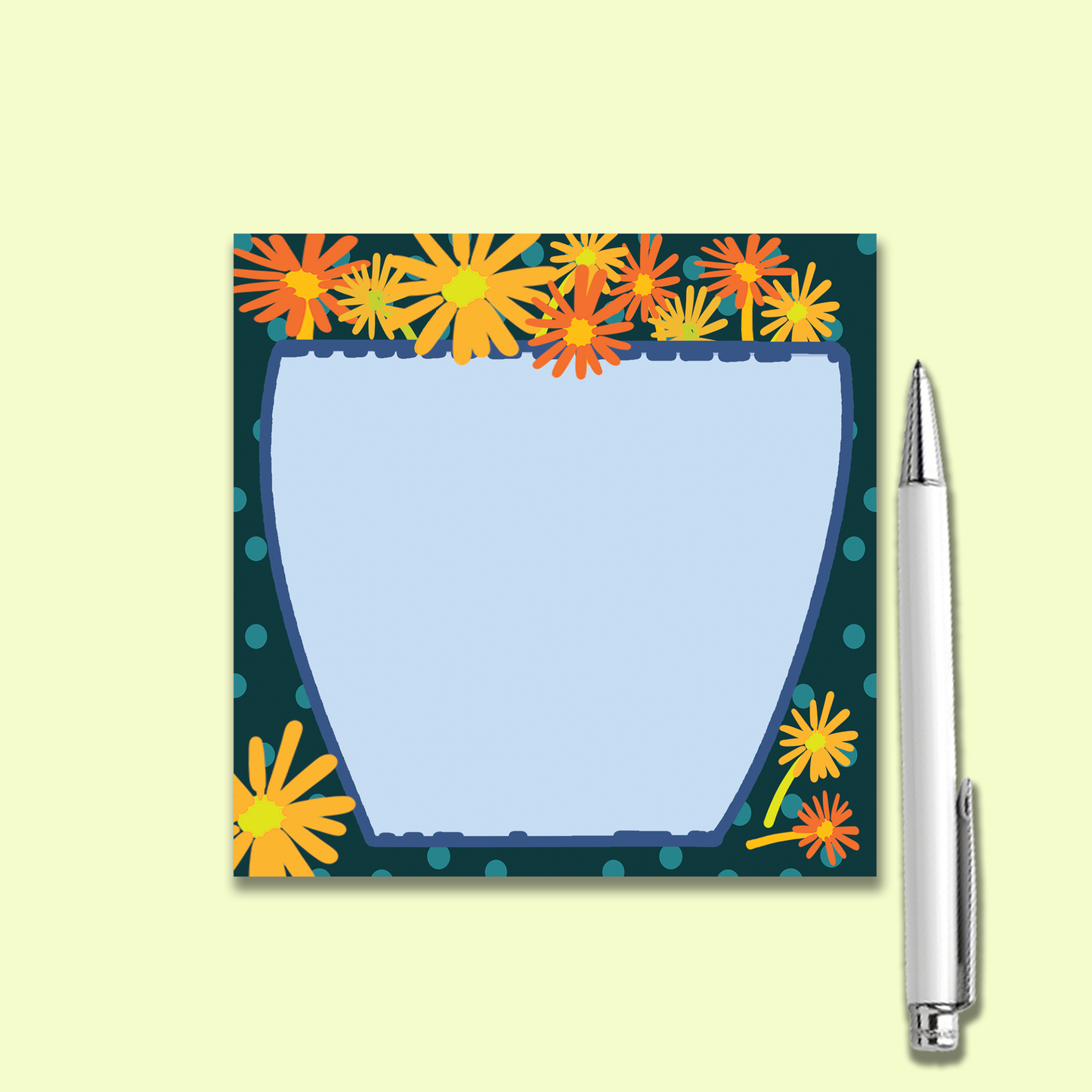 Notepad | Pocket Size Blue Floral Vase Memo Pad