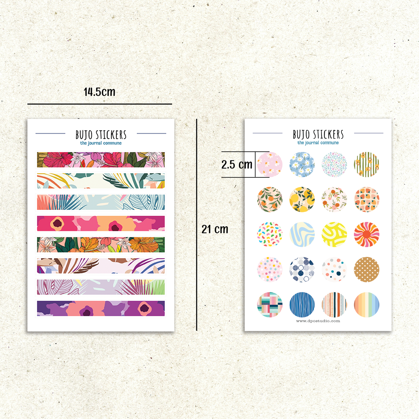 Sticker Sheets | 2-Pack A5 BUJO Planner Stickers | Summer Florals