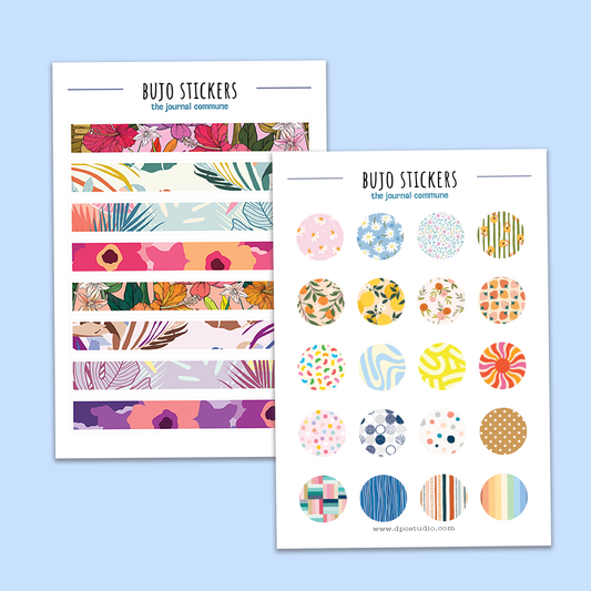 Sticker Sheets | 2-Pack A5 BUJO Planner Stickers | Summer Florals
