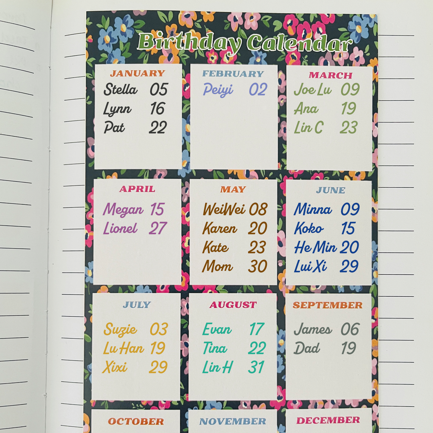 Sticker - Birthday Calendar Page Patch for Journals & Planners