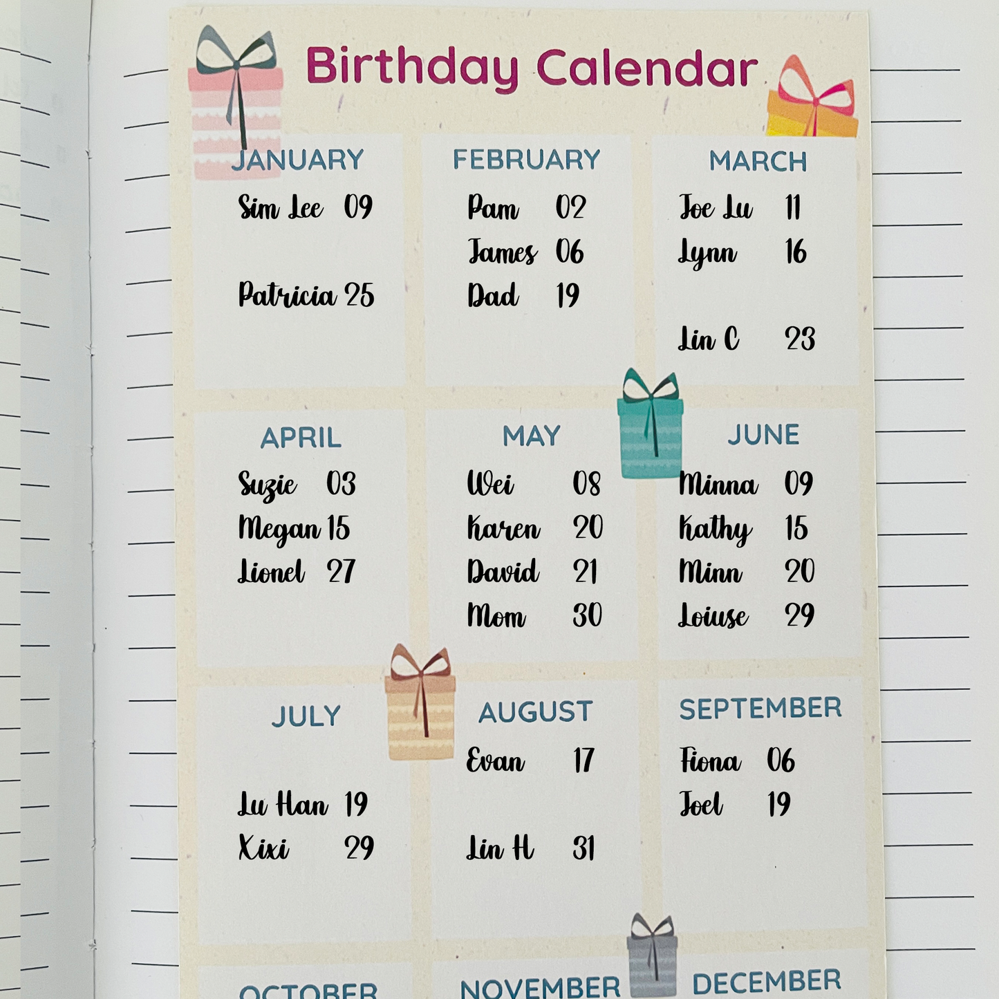 Sticker - Birthday Calendar Page Patch for Journals & Planners