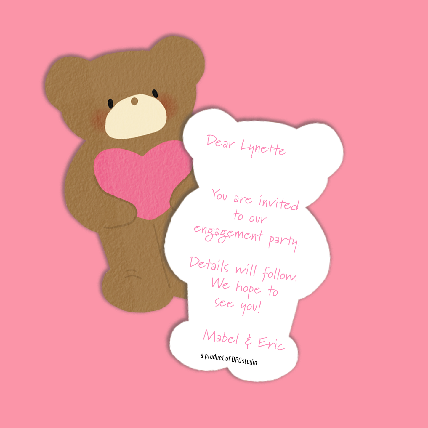 Greeting Card Die Cut | Whimsical Bear Love Card