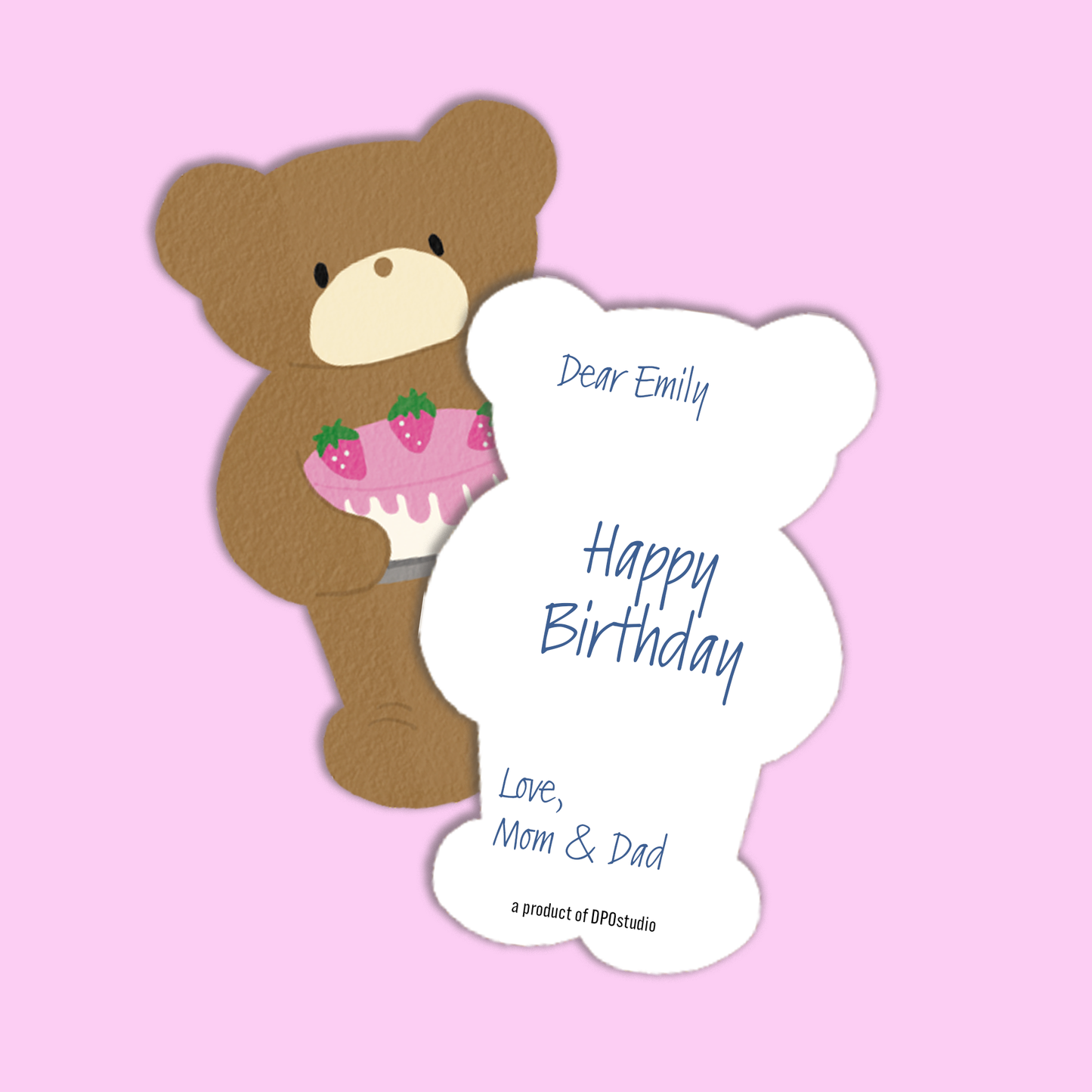 Greeting Card Die Cut | Kawaii Bear Birthday Card