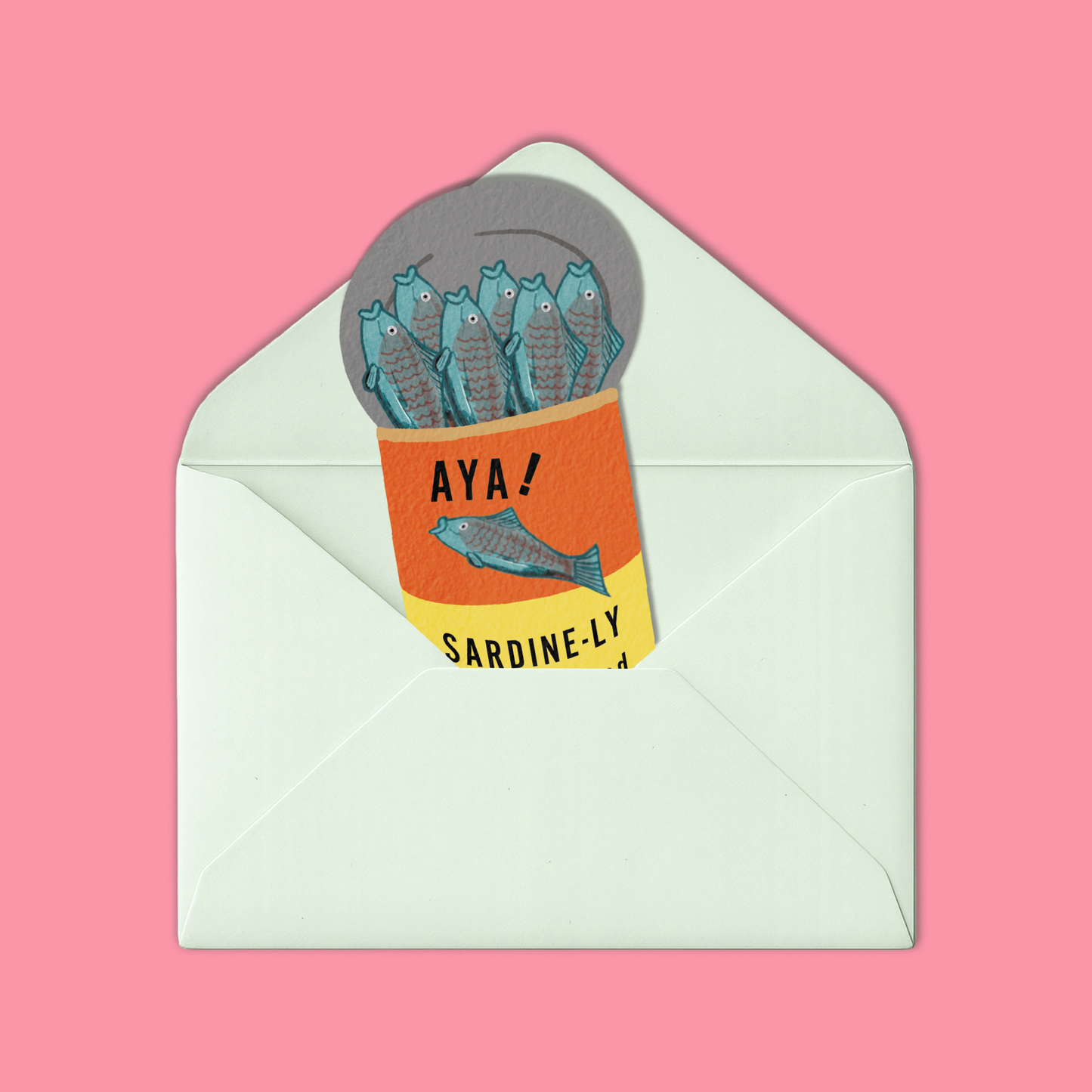 Greeting Card Die Cut | Sardine Can Cute Food Pun Card