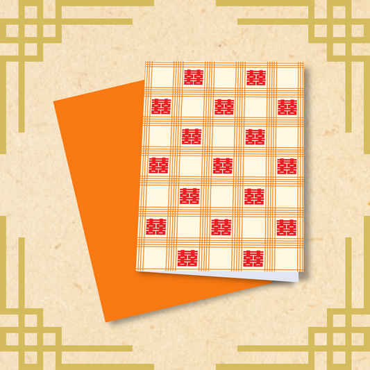 Orange Double Happiness CNY Greeting Card