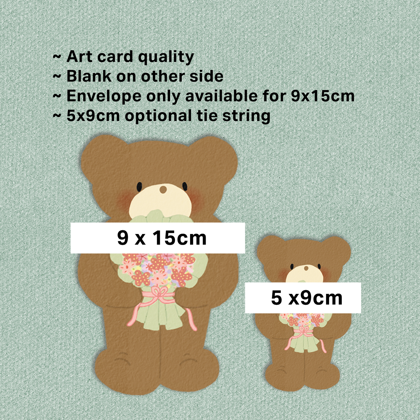 Greeting Card Die Cut | Whimsical Bear & Flower Card