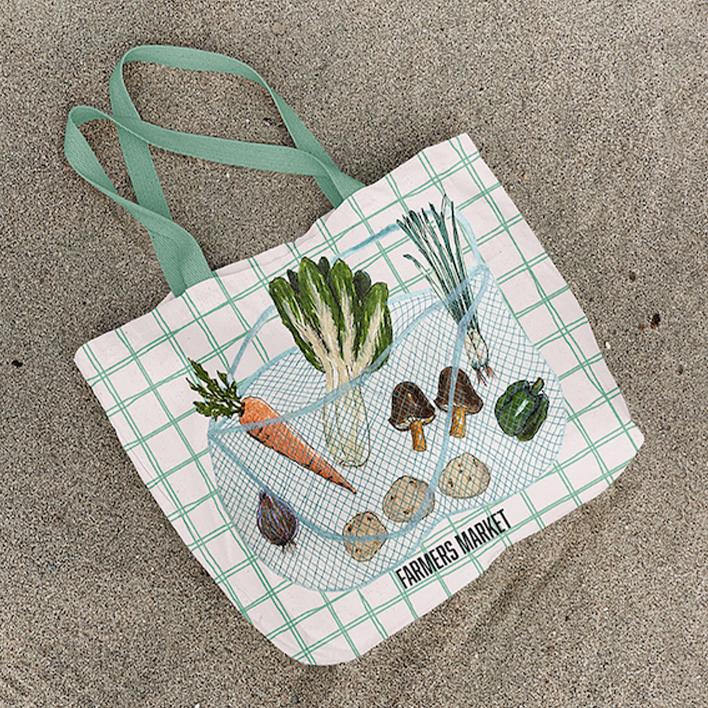 Tote Bag | Farmers Market Illustrated Canvas Tote