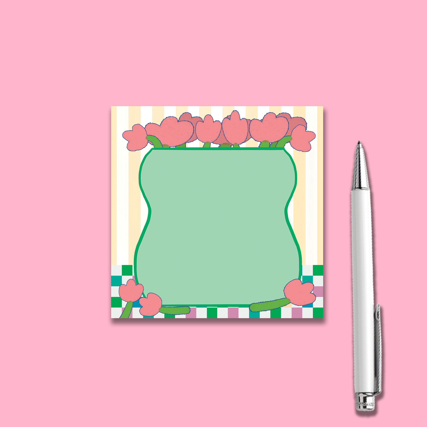 Notepad | Pocket Size Green Floral Vase Memo Pad