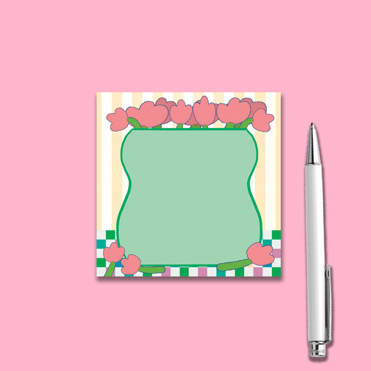 Notepad | Pocket Size Green Floral Vase Memo Pad