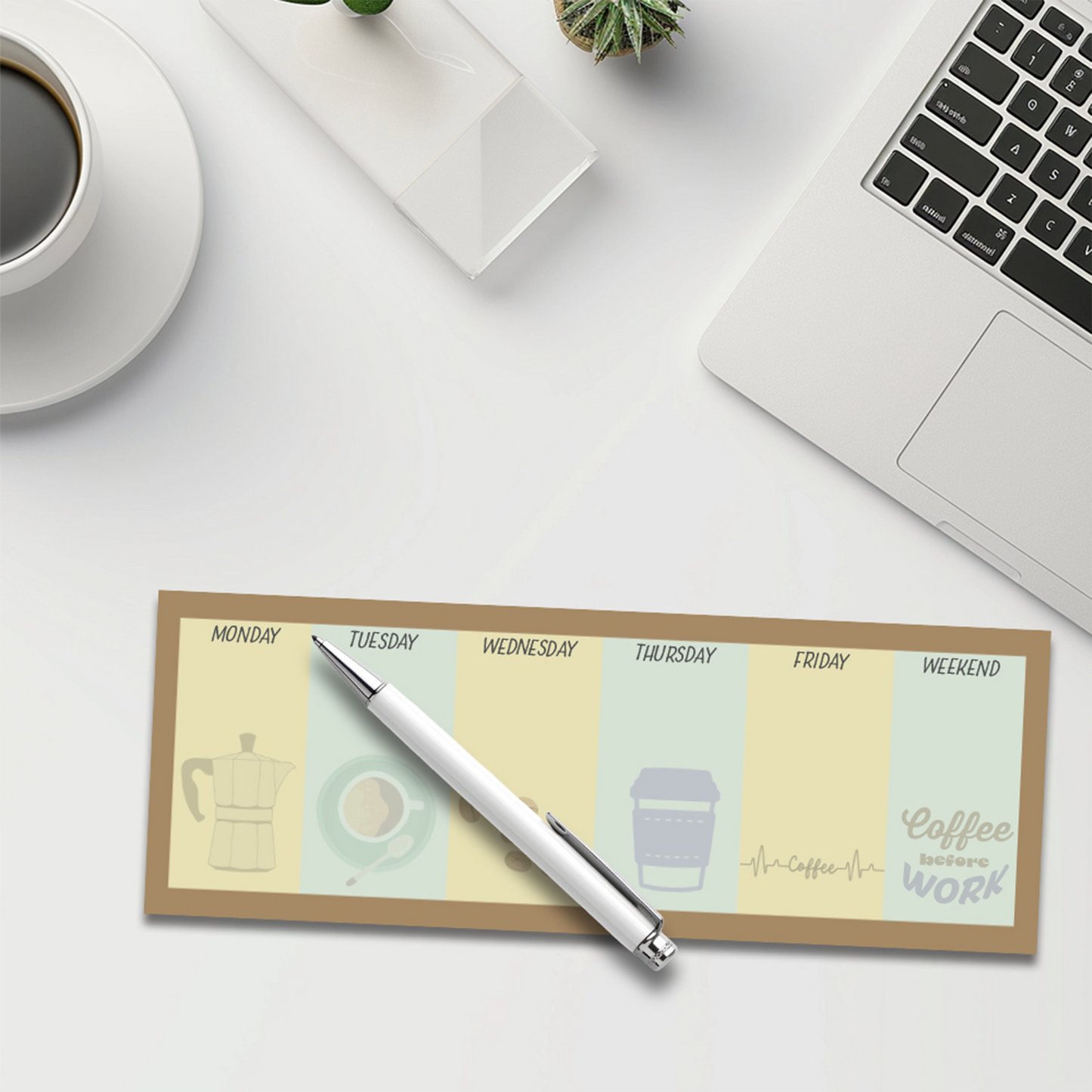 Notepad Weekly Planner | Keyboard Size Coffee Theme