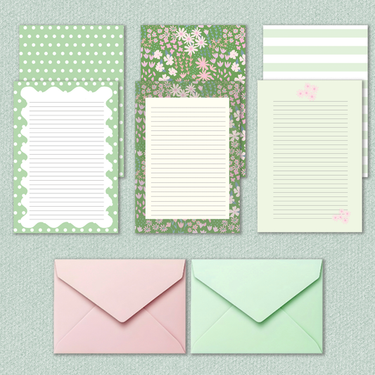 Letter Writing Set | Journaling Papers | Florals Stripes Polka Dots Set