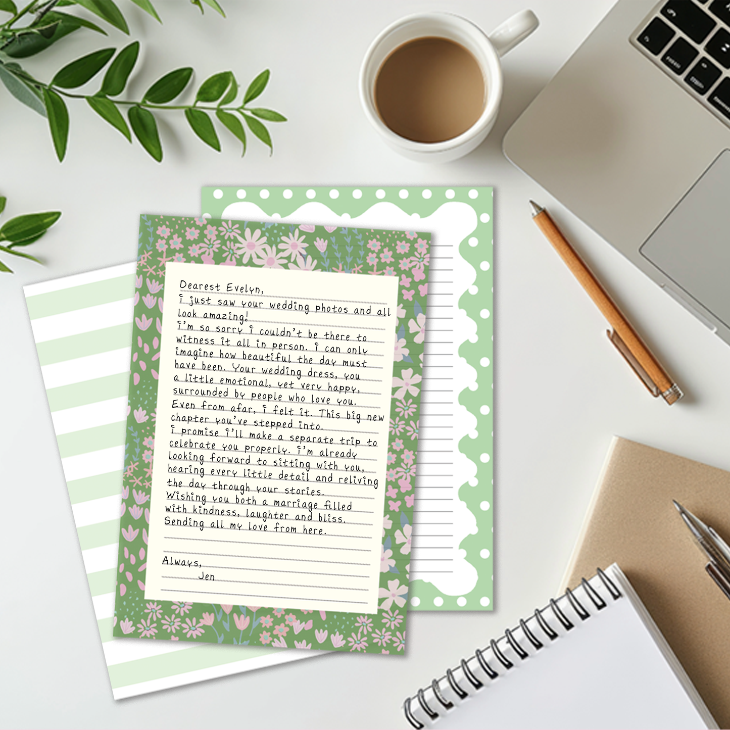 Letter & Journal Paper Set | Floral Stripes & Polka Dots