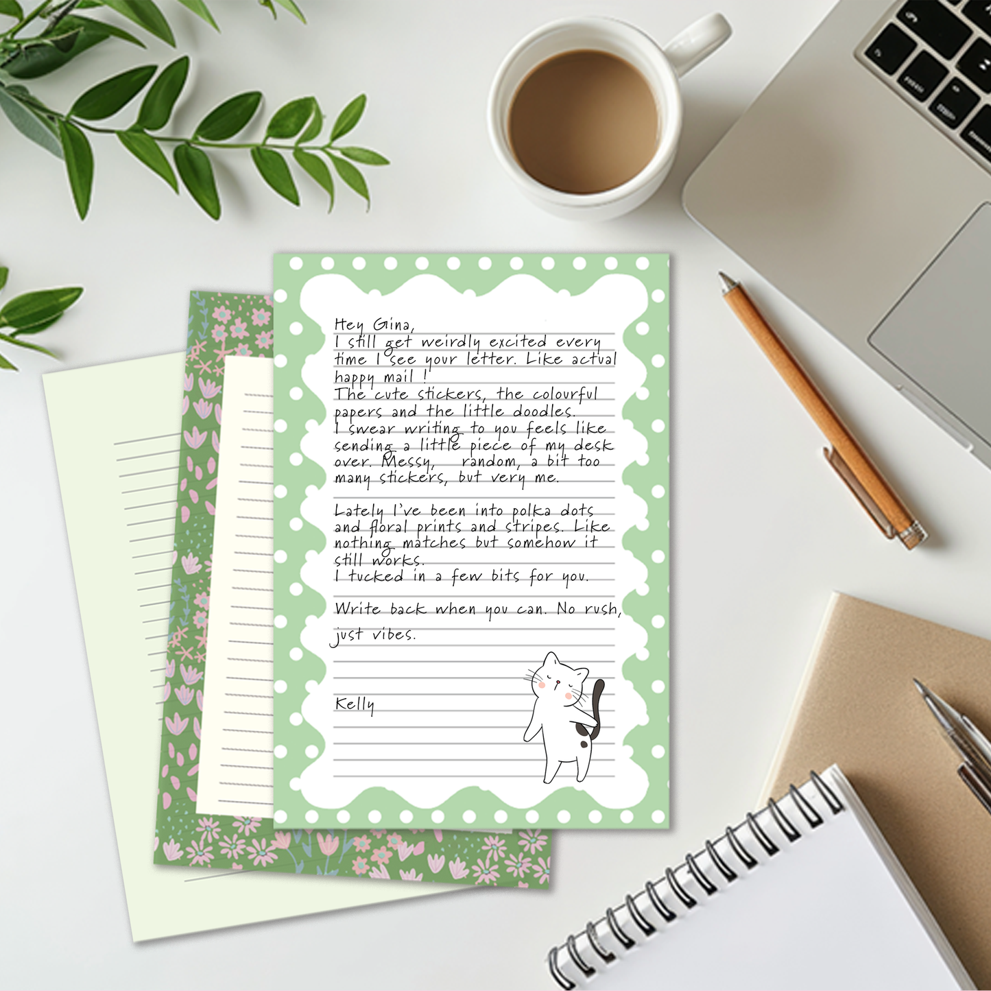 Letter & Journal Paper Set | Floral Stripes & Polka Dots