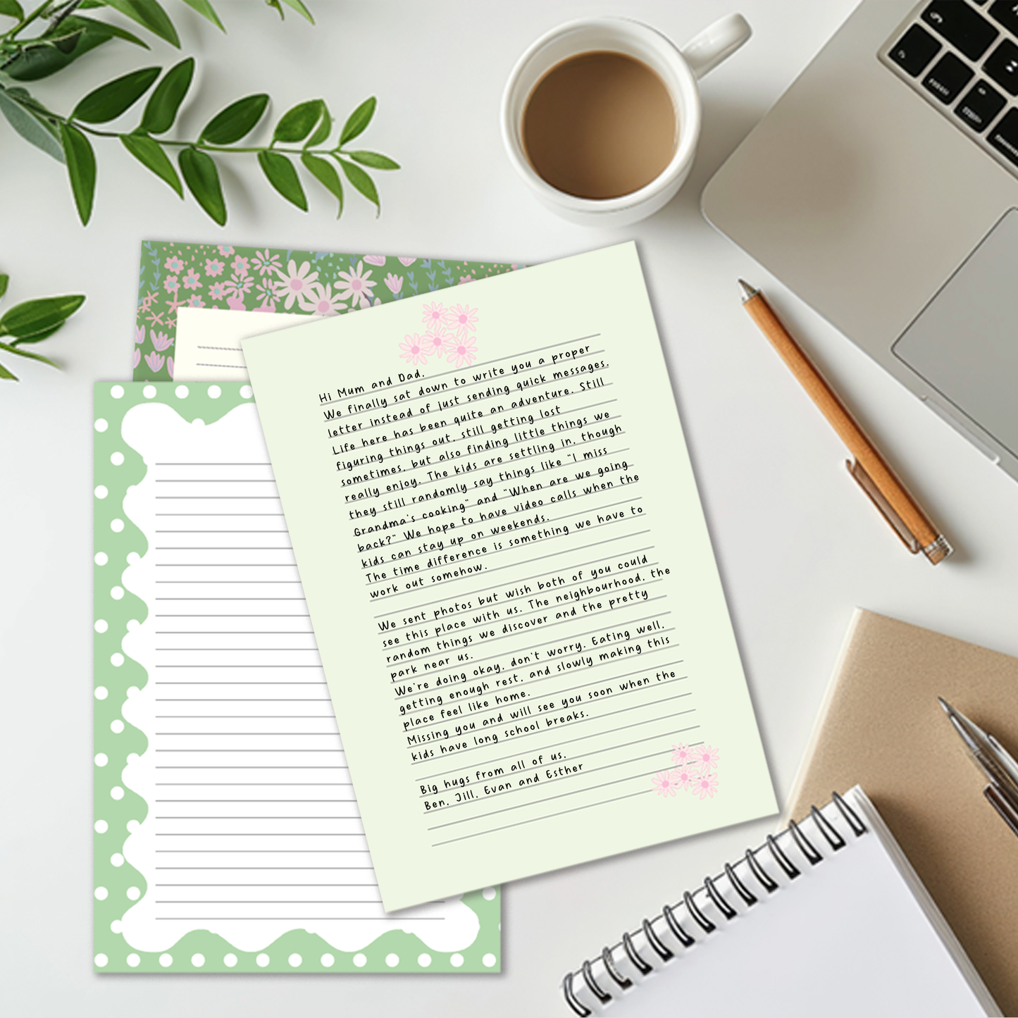 Letter & Journal Paper Set | Floral Stripes & Polka Dots