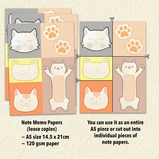 A5 Trimmable Loose Note Papers | Cats & Dogs | Journal & Memo Slips