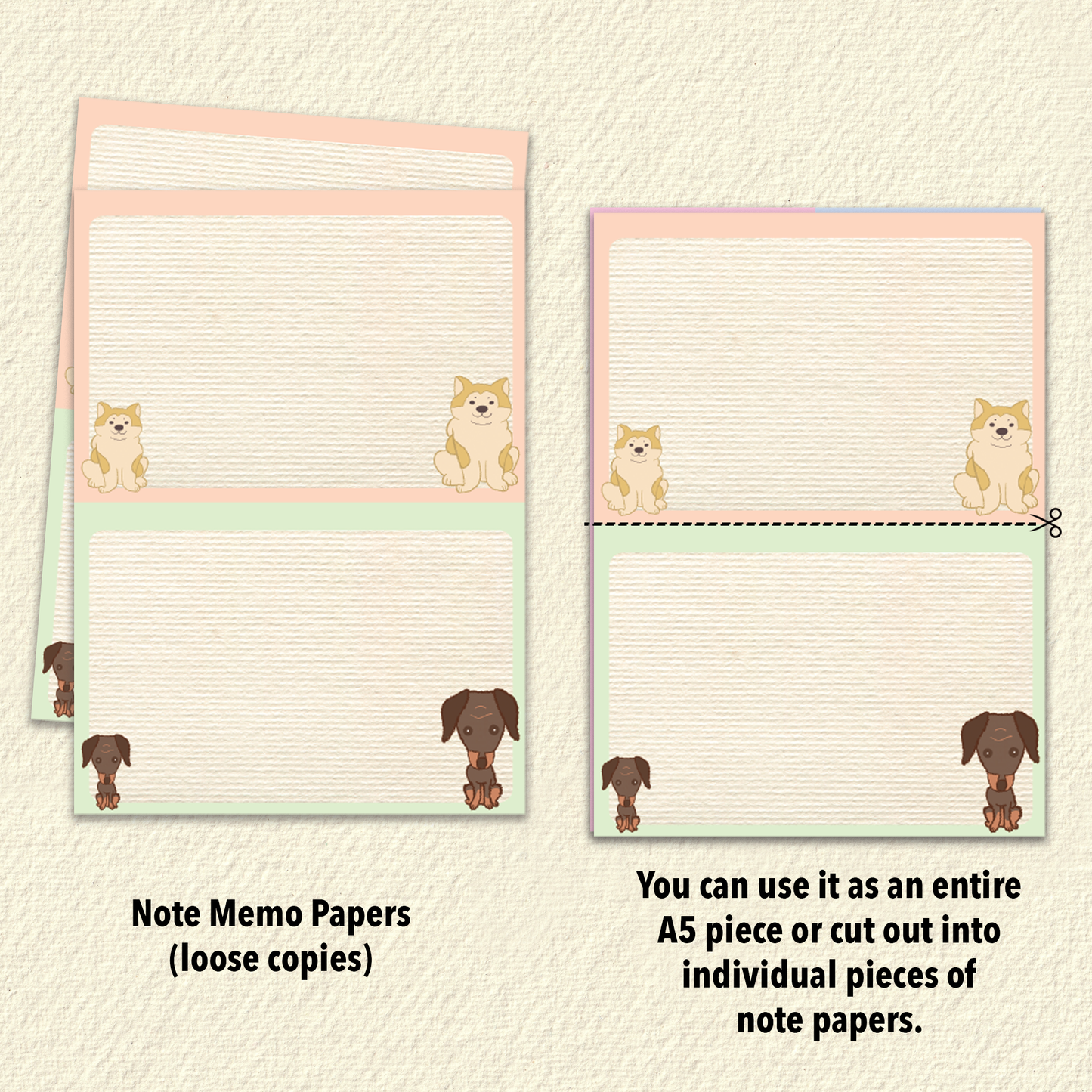 A5 Trimmable Loose Note Papers | Cats & Dogs | Journal & Memo Slips