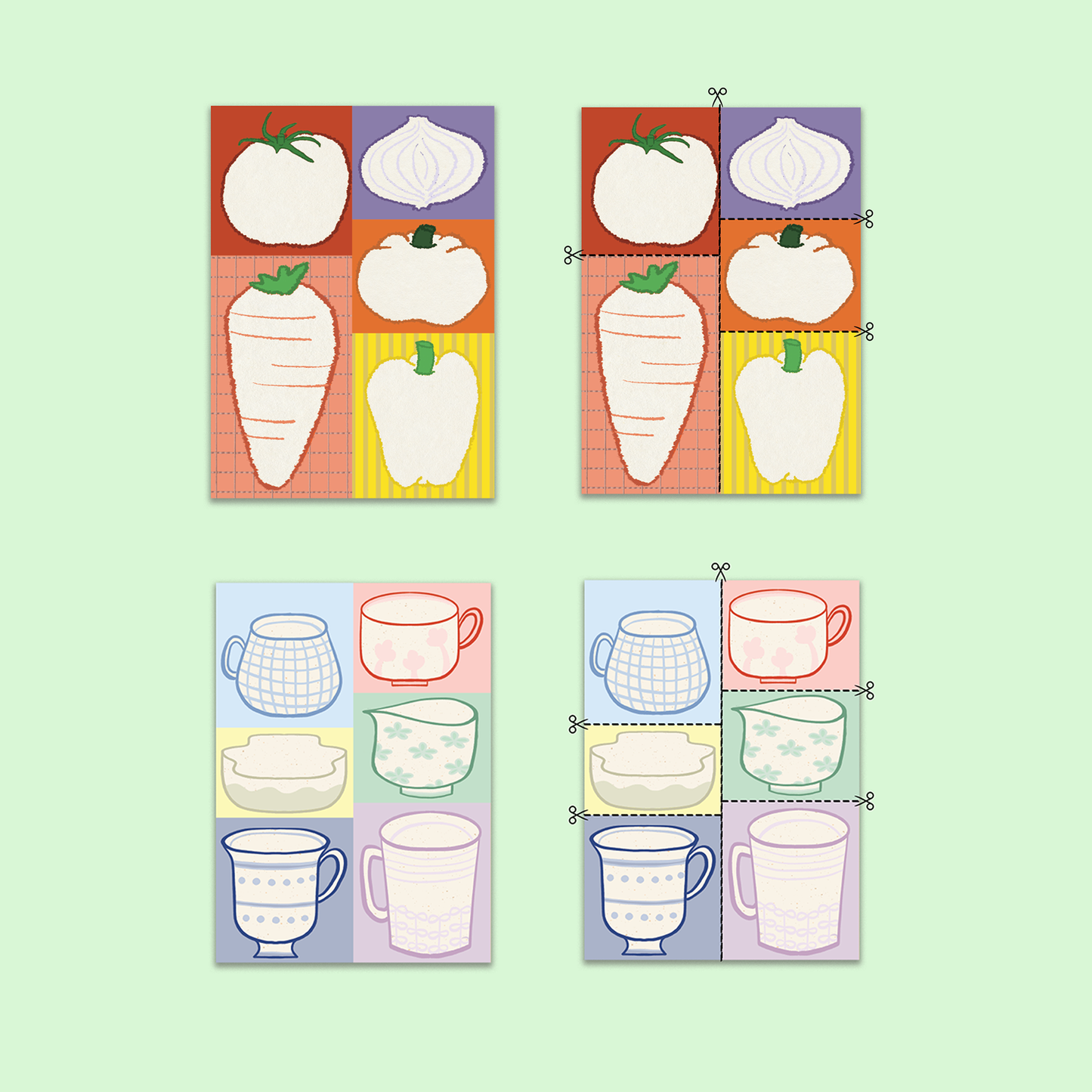 A5 Trimmable Loose Note Papers | Cups & Veggie | Journal & Memo Slips