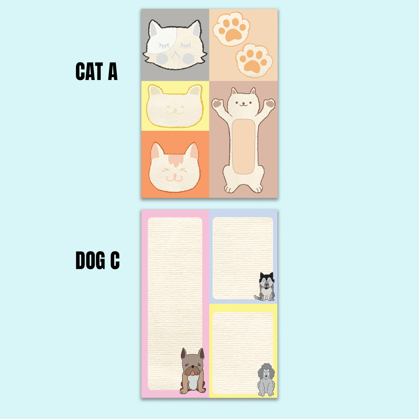 A5 Trimmable Loose Note Papers | Cats & Dogs | Journal & Memo Slips