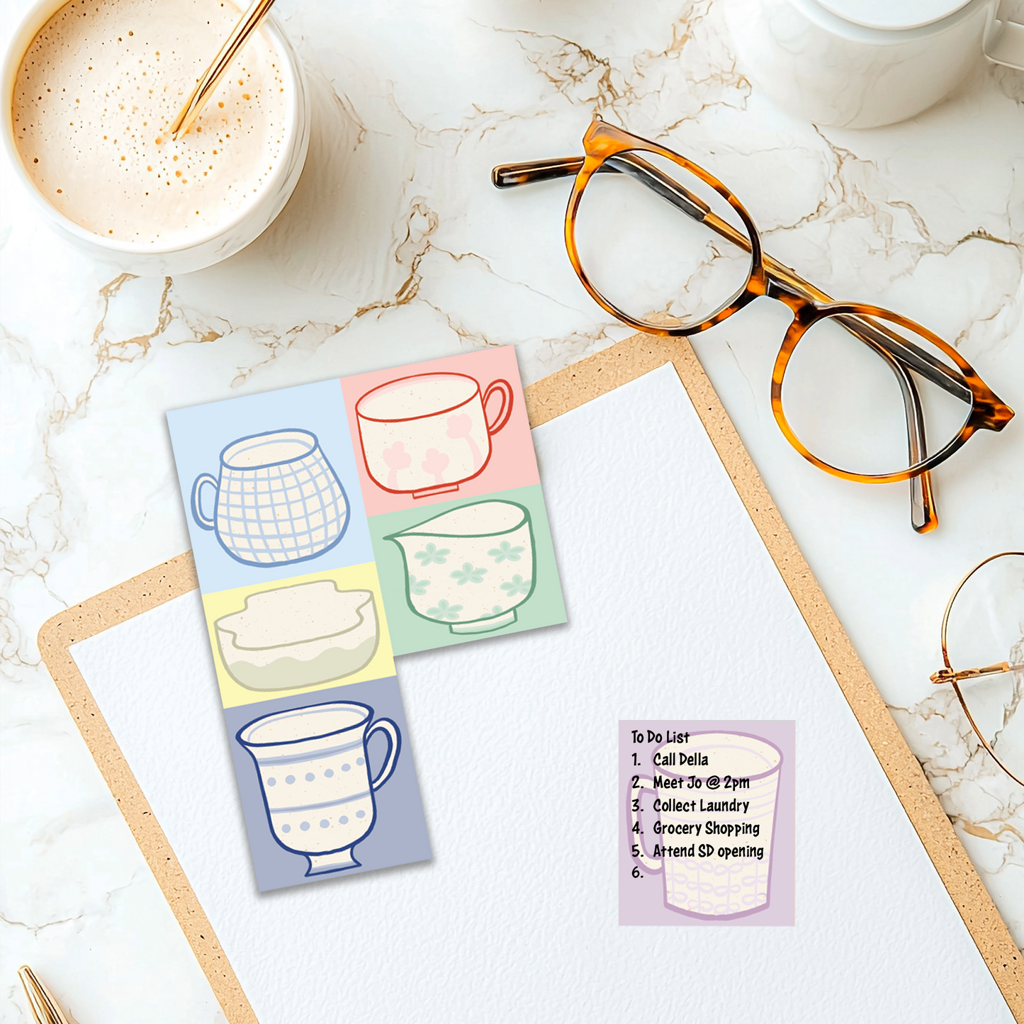 A5 Trimmable Loose Note Papers | Cups & Veggie | Journal & Memo Slips