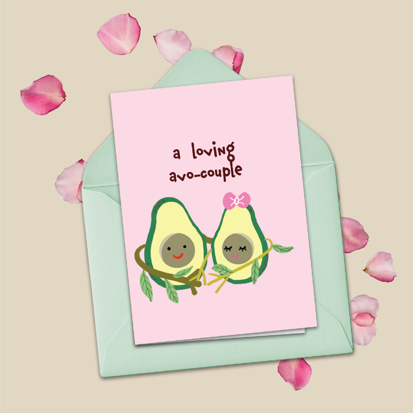 Greeting Card Folded | Love Theme | Avocouple Cute Avocado Pun Card
