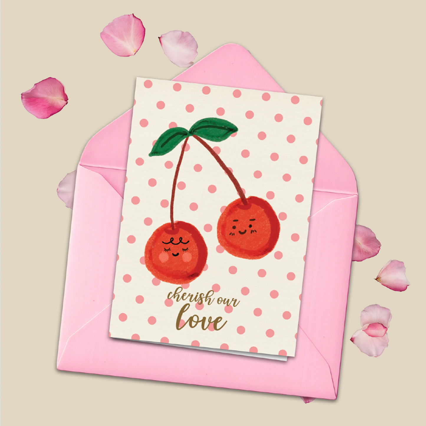 Greeting Card Folded | Love Theme | Cherish Love Romantic Quote Card