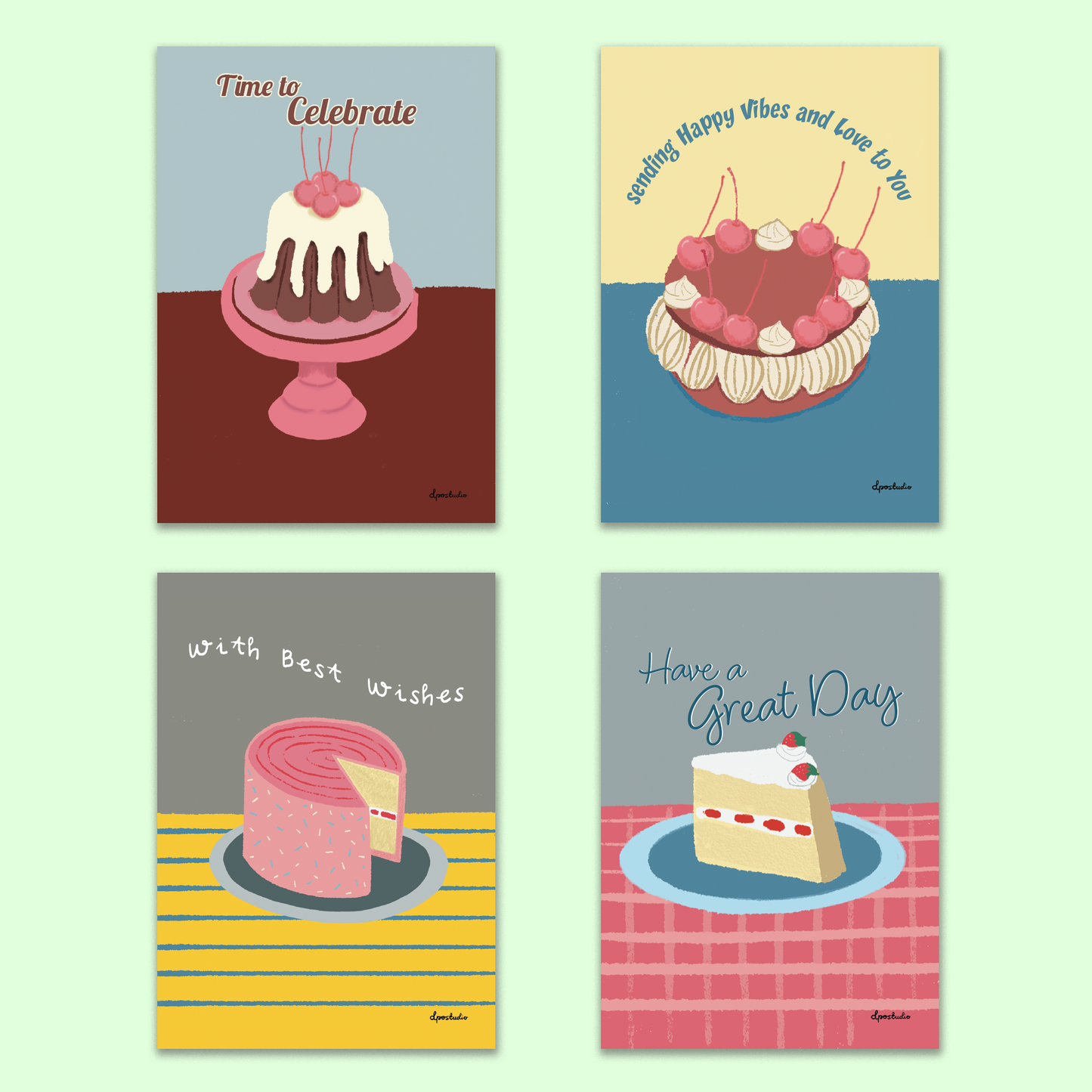 Greeting Card Set | 4-Pack Birthday & Celebration Cards