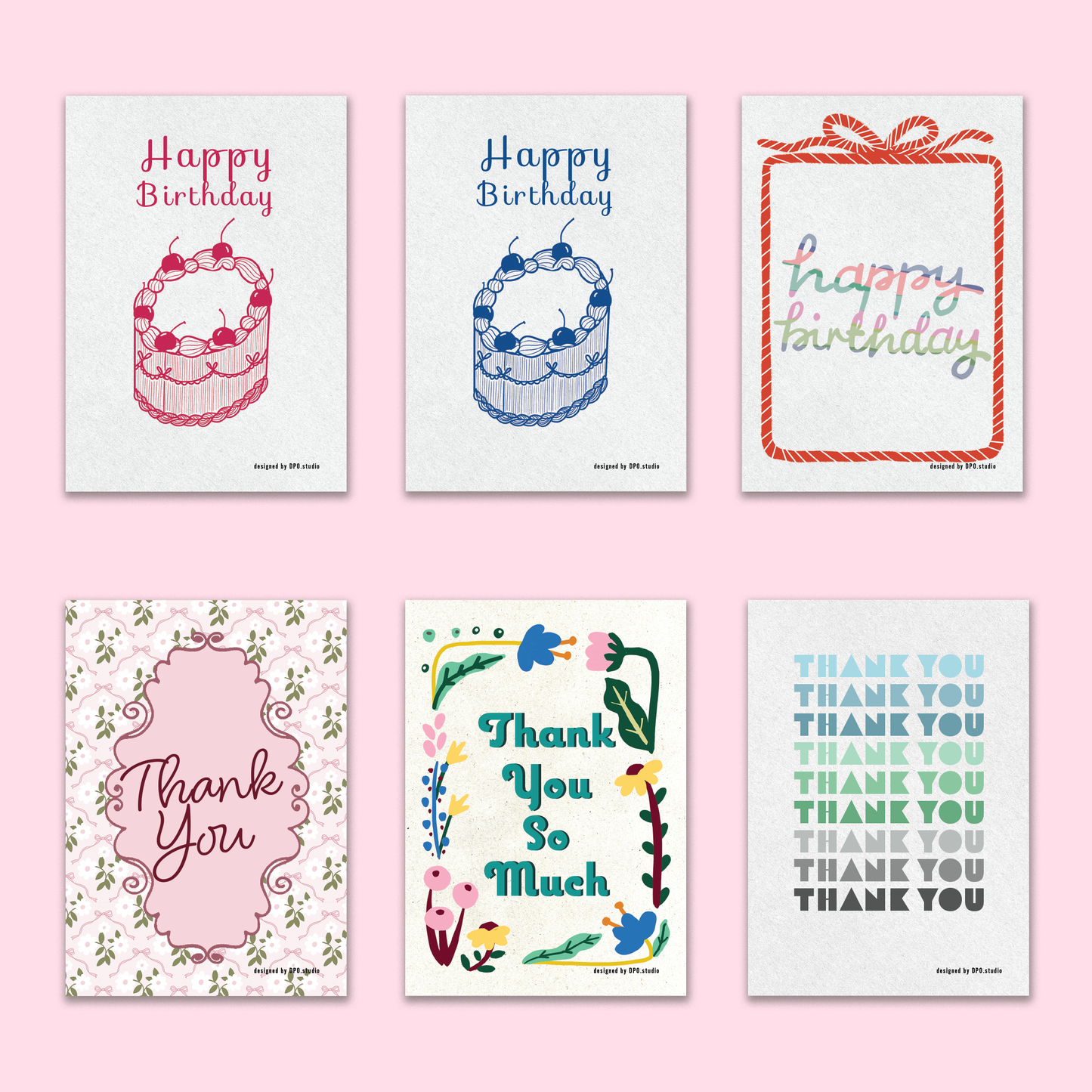 Greeting Cards Small Size | Birthday & Thank You | 4 for $7.90