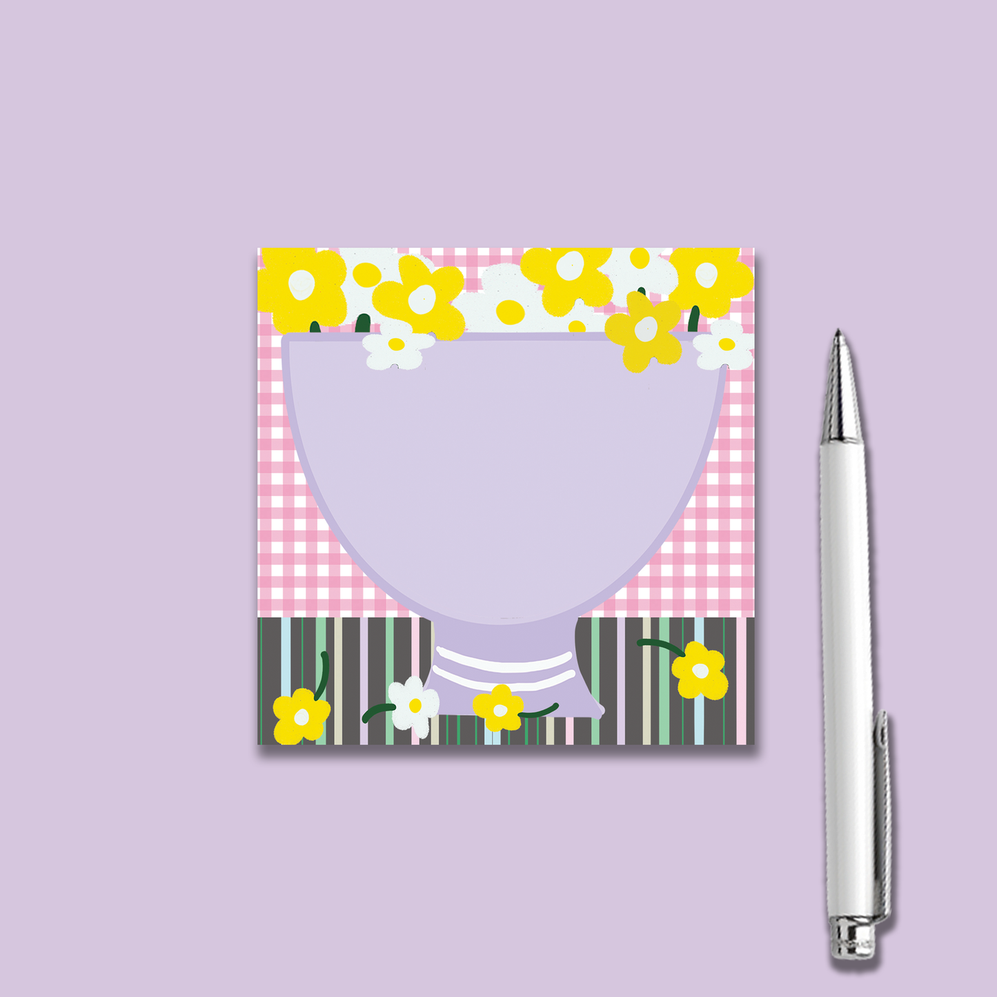 Notepad | Pocket Size Purple Floral Vase Memo Pad