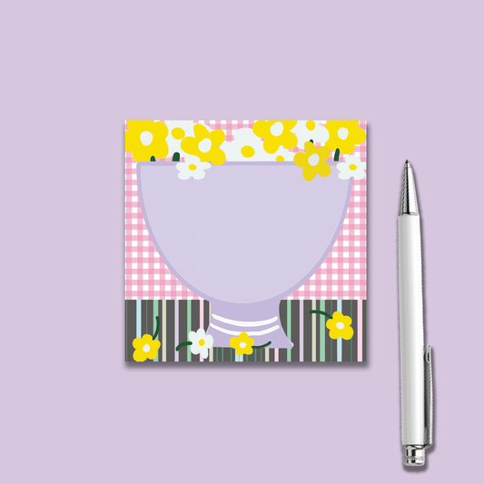 Notepad | Pocket Size Purple Floral Vase Memo Pad