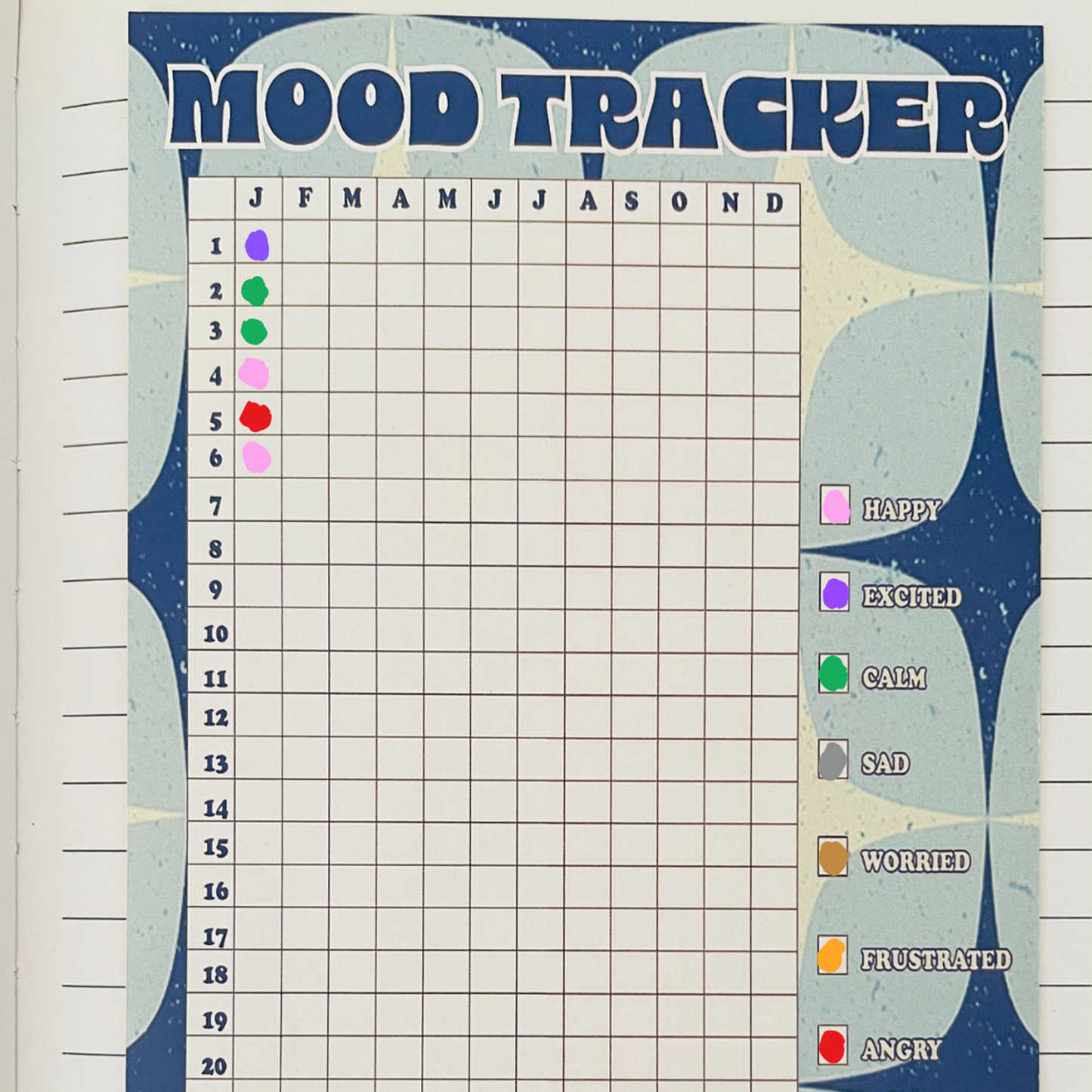 Sticker - Mood Tracker Page Patch for Journals & Planners