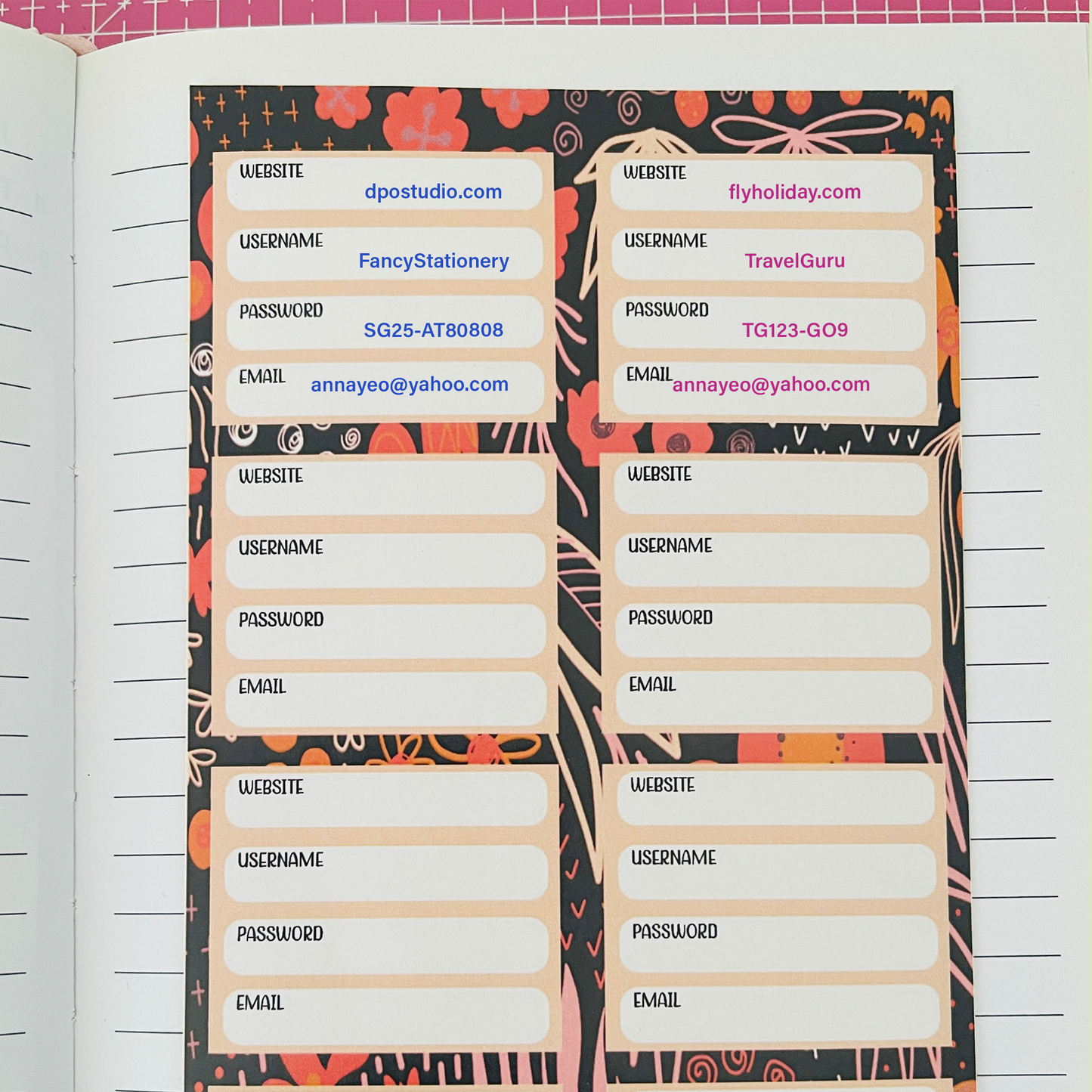 Sticker - Passwords Record Page Patch for Journals & Planners