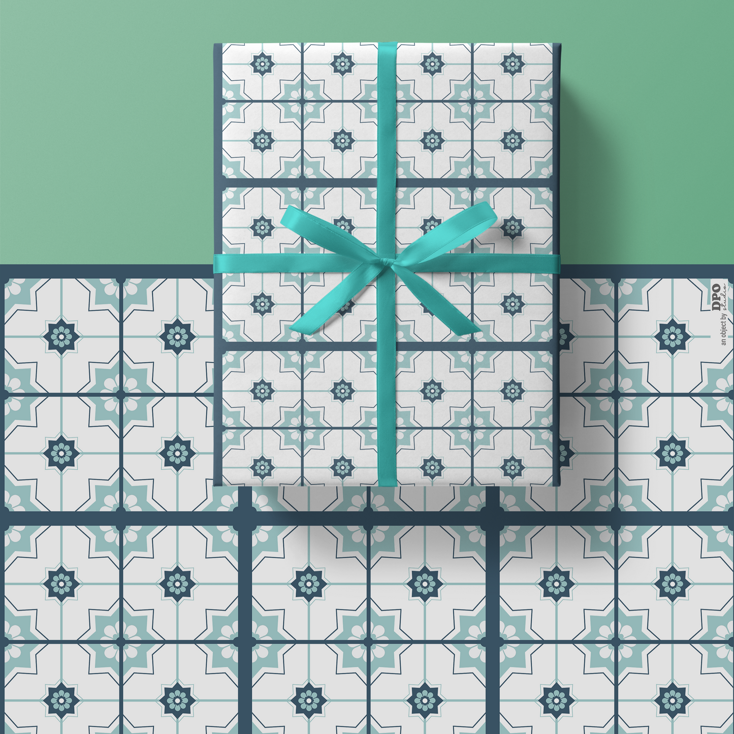 Peranakan Tiles Blue Gift Wrap