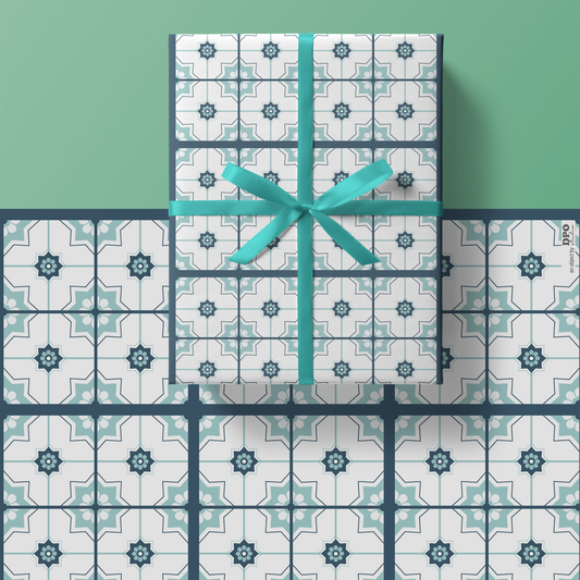 Peranakan Tiles Blue Gift Wrap