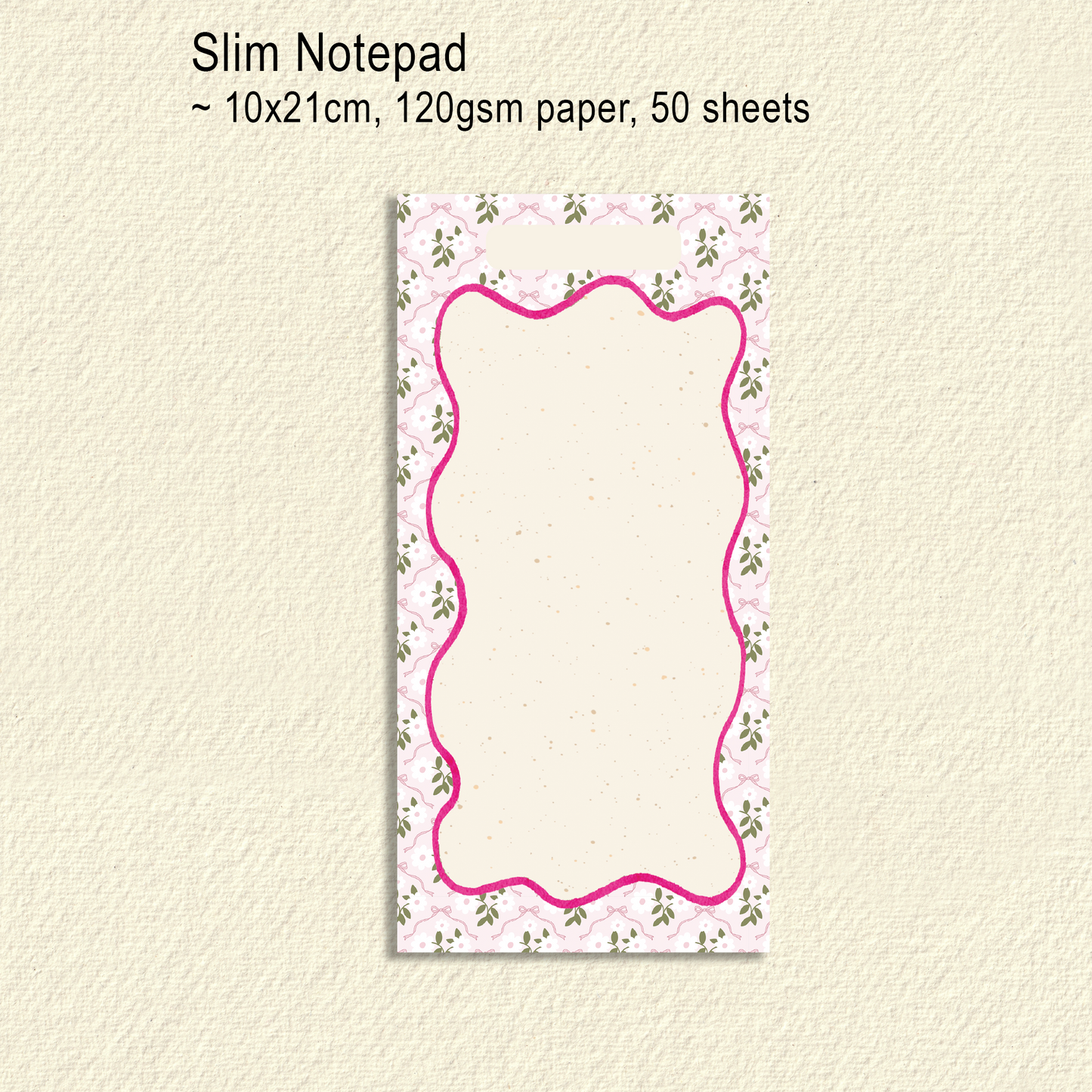 Notepad Slim Size | Pink Florals