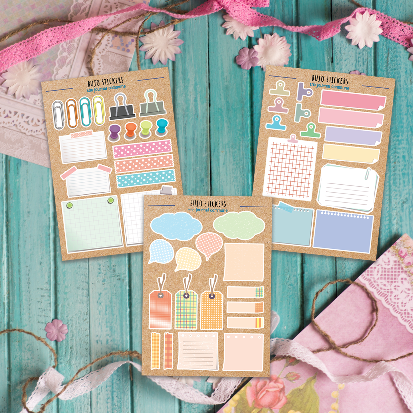 Sticker Sheets | 3-Pack Brown A6 BUJO Planner Stickers