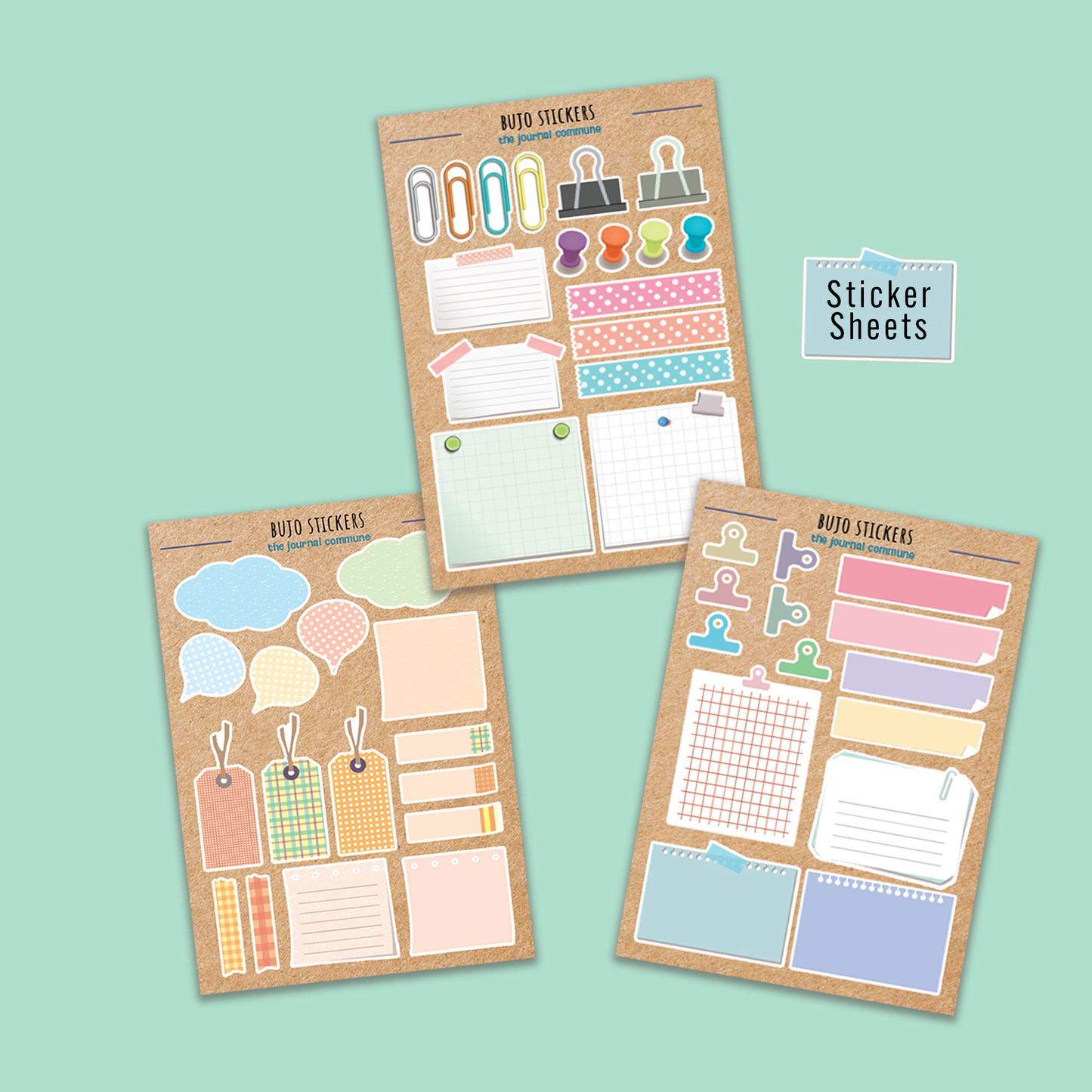 Sticker Sheets | 3-Pack Brown A6 BUJO Planner Stickers
