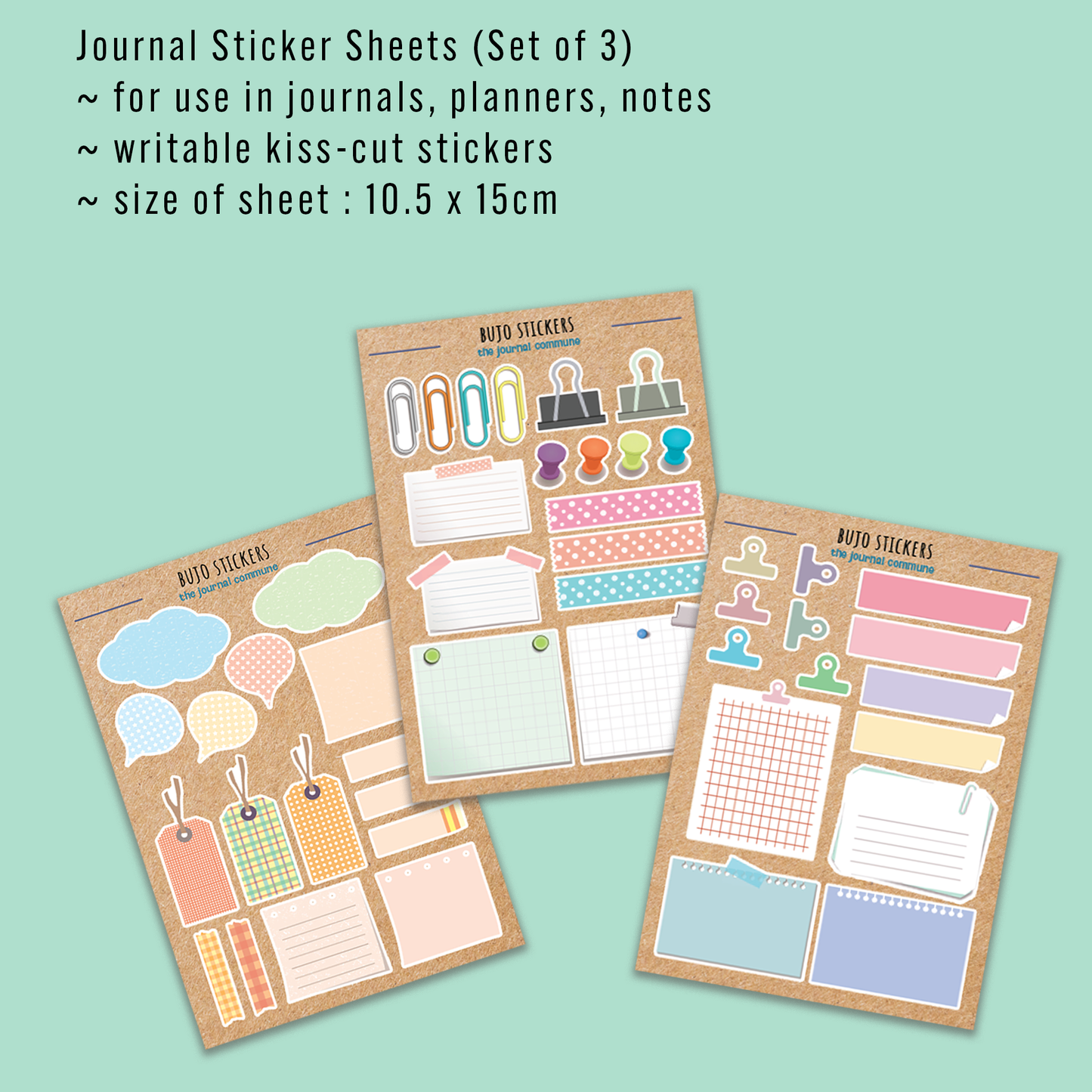 Sticker Sheets | 3-Pack Brown A6 BUJO Planner Stickers