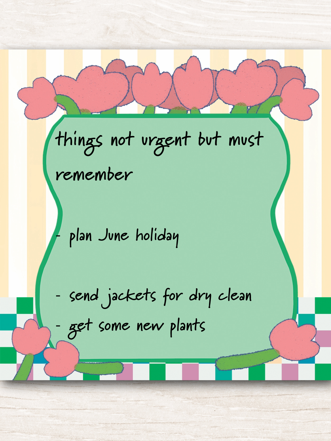 Notepad | Pocket Size Green Floral Vase Memo Pad