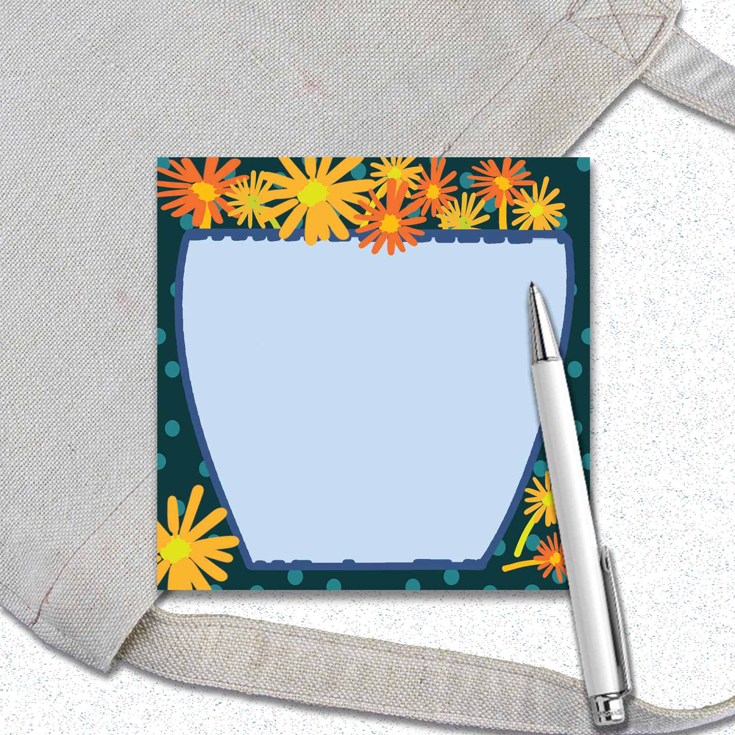 Notepad | Pocket Size Blue Floral Vase Memo Pad